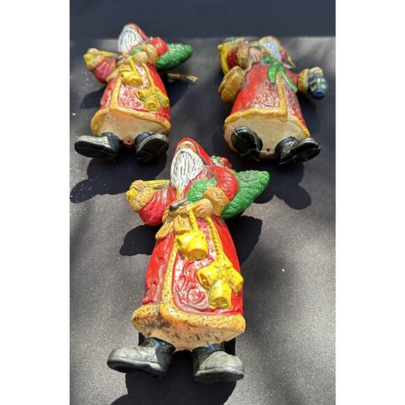 3 Vtg Old World Santa Hard Plastic Blow Mold 7” Christmas Ornaments -S72 -2 - Picture 3 of 8